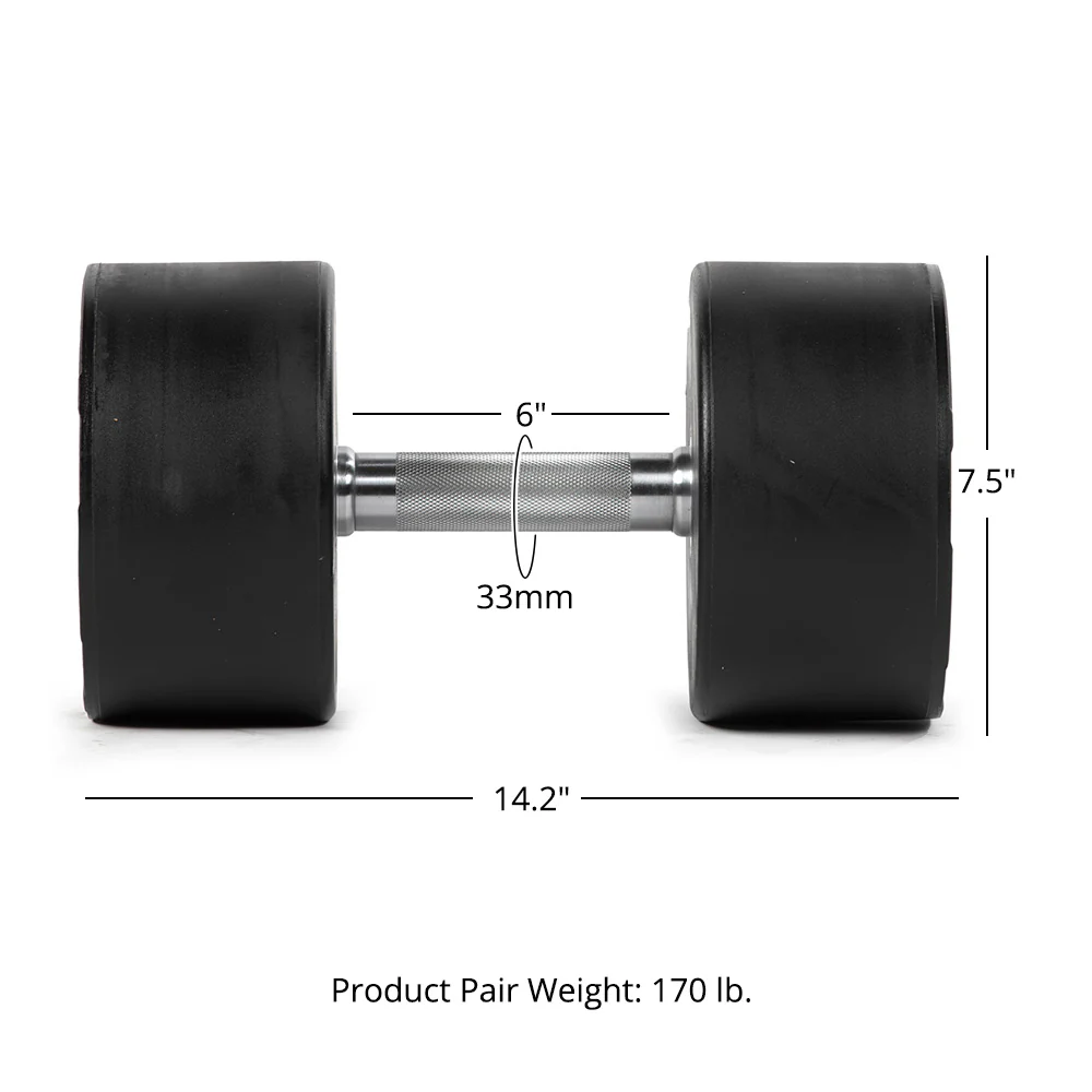 85 LB Pair Round Urethane Dumbbells - Image 8