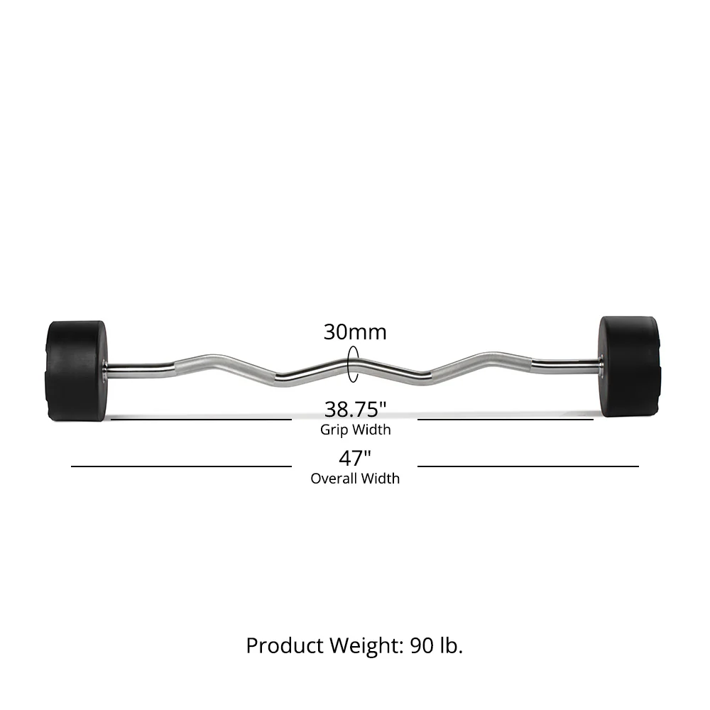 90 LB EZ Curl Fixed Urethane Barbell - Image 10