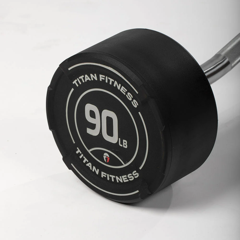 90 LB EZ Curl Fixed Urethane Barbell - Image 9