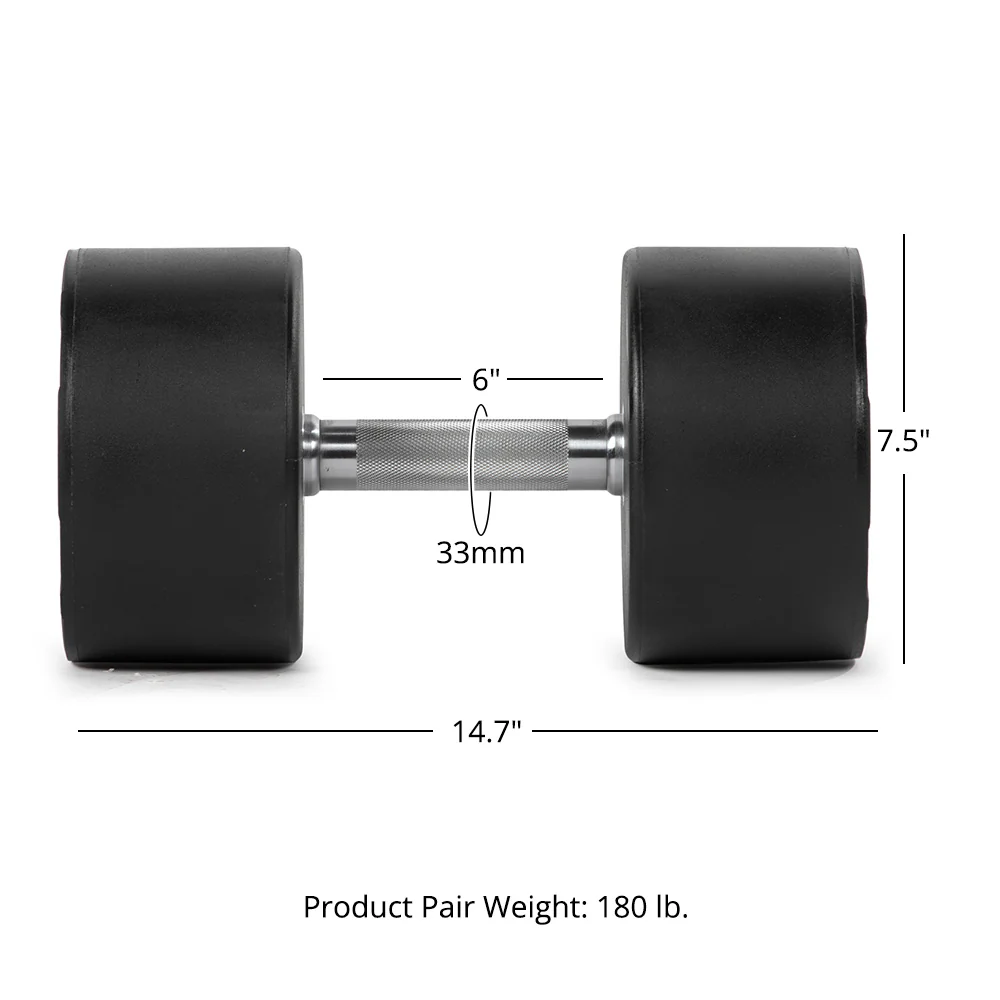 90 LB Pair Round Urethane Dumbbells - Image 8