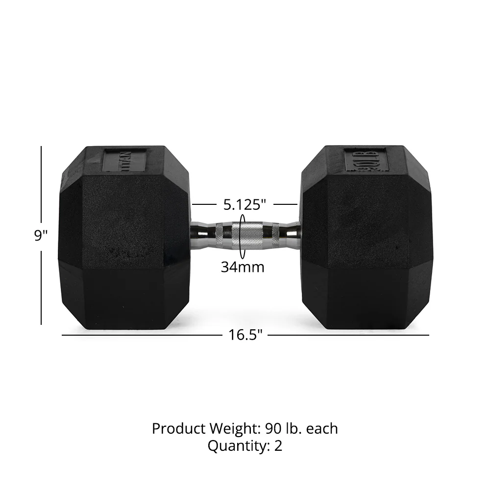 90 LB Rubber Hex Dumbbells - Image 7