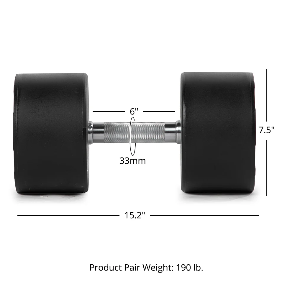 95 LB Pair Round Urethane Dumbbells - Image 8