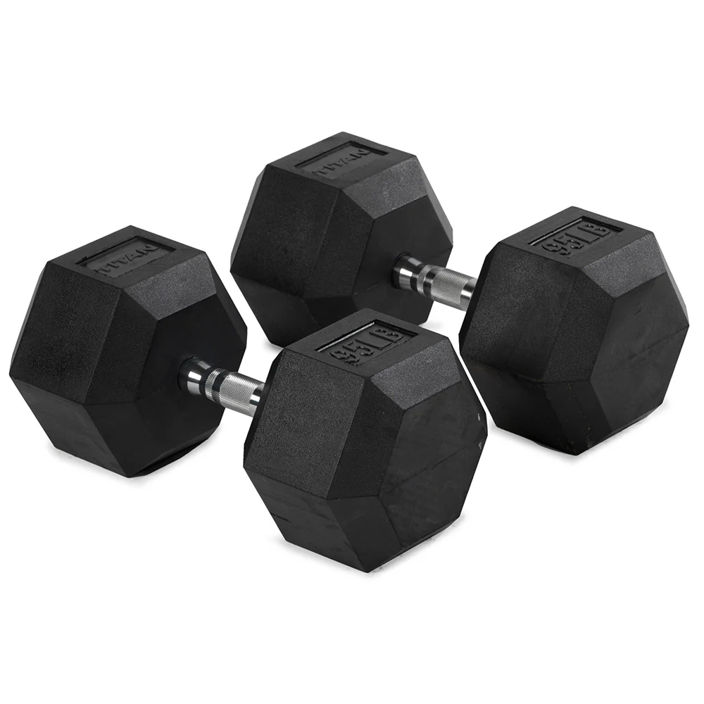 95 LB Rubber Hex Dumbbells