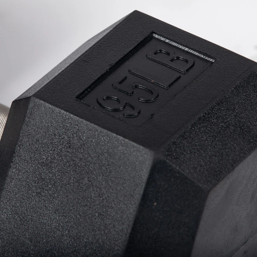 95 LB Straight Stainless Steel Hex Dumbbells - Image 3