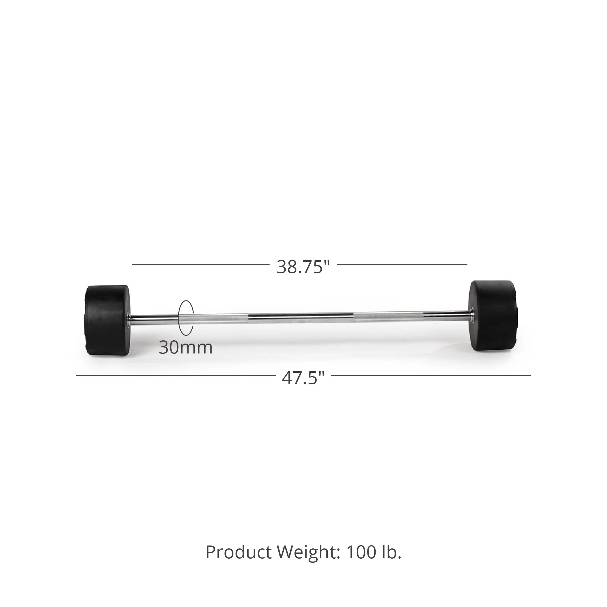 100 LB Straight Fixed Urethane Barbell - Image 8