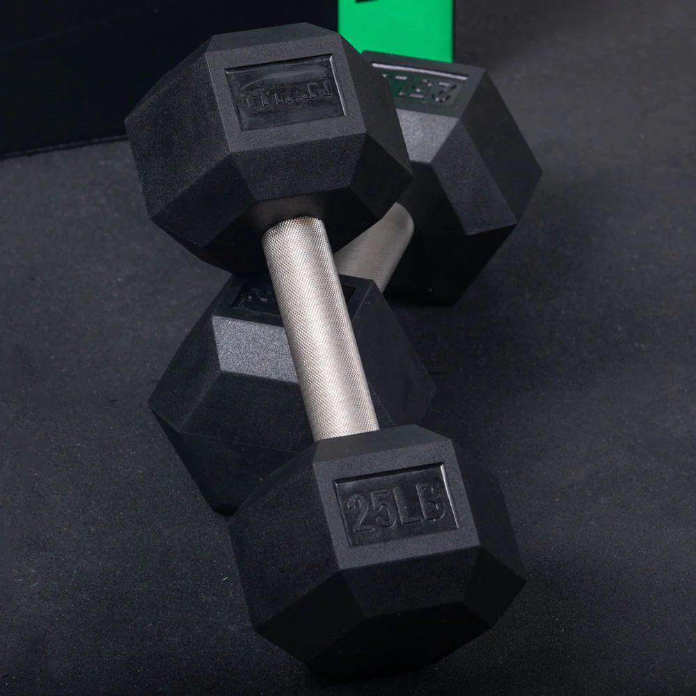 Scratch and Dent, 15 LB Straight Stainless Steel Hex Dumbbells - Image 5