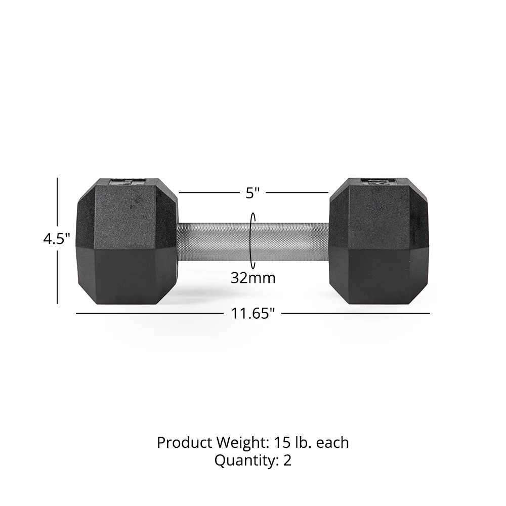 Scratch and Dent, 15 LB Straight Stainless Steel Hex Dumbbells - Image 6