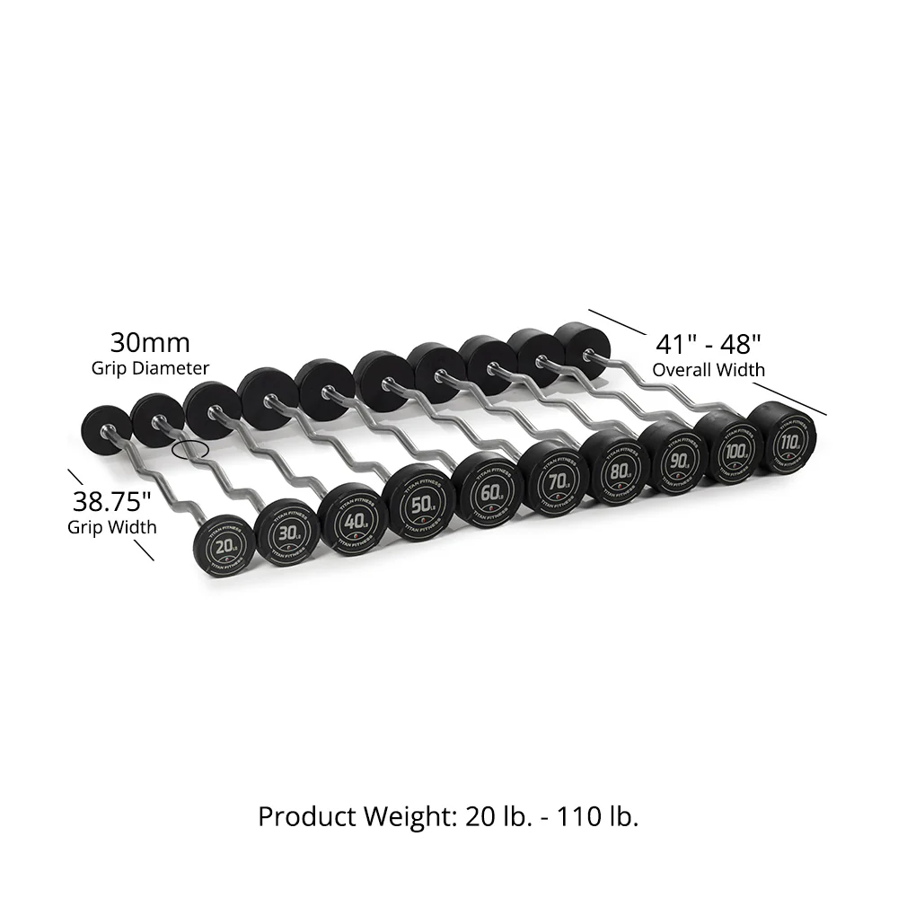 20 LB - 110 LB EZ Curl Fixed Urethane Barbells - Image 10