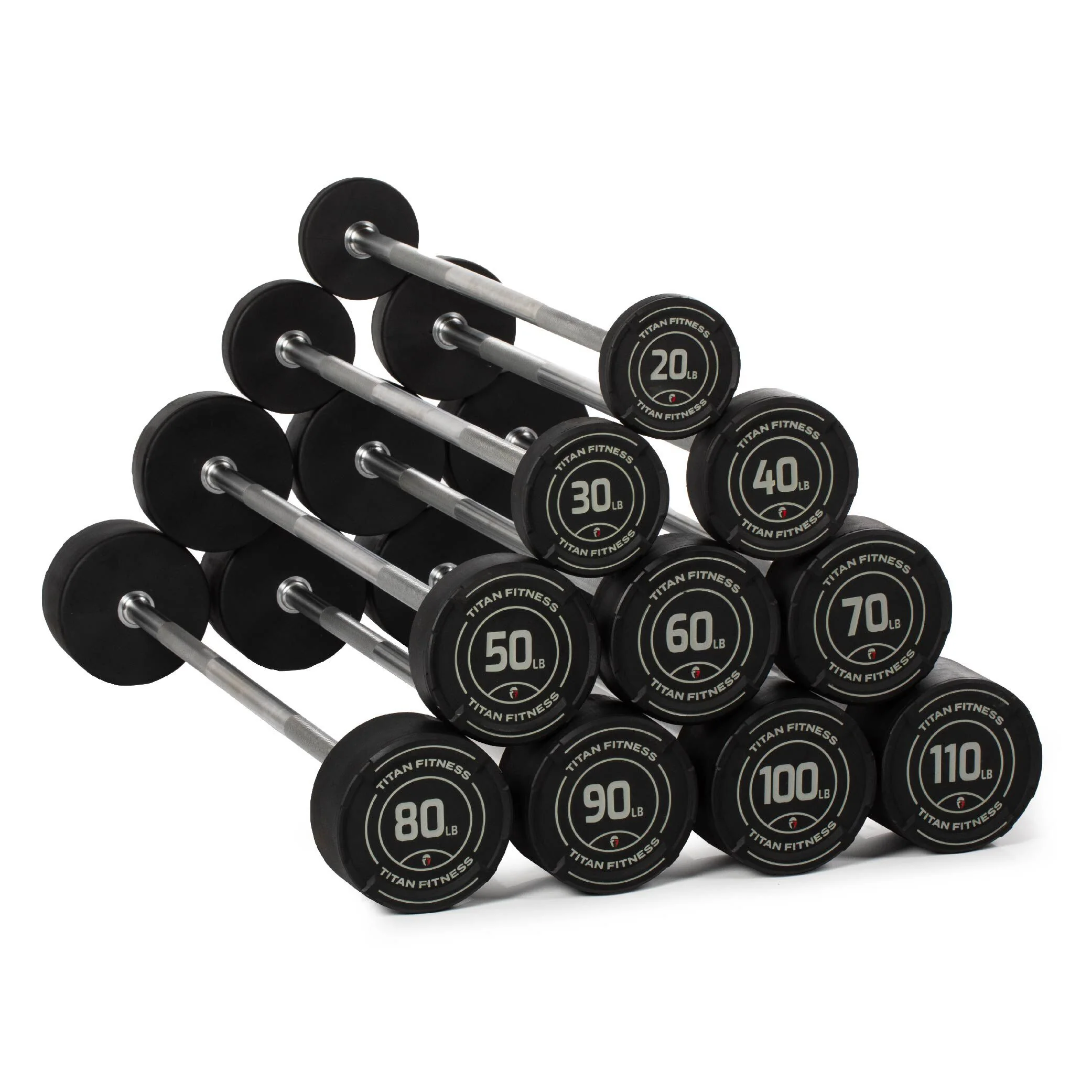 20 LB – 110 LB Straight Fixed Urethane Barbells