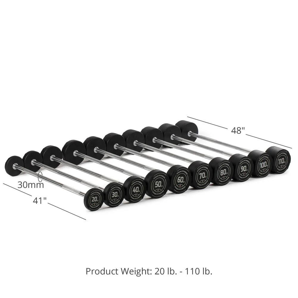 Scratch and Dent, 20 LB – 110 LB Straight Fixed Urethane Barbells - Image 8