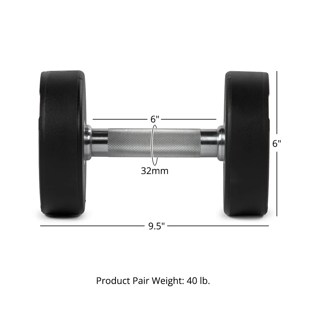 20 LB Pair Round Urethane Dumbbells - Image 8