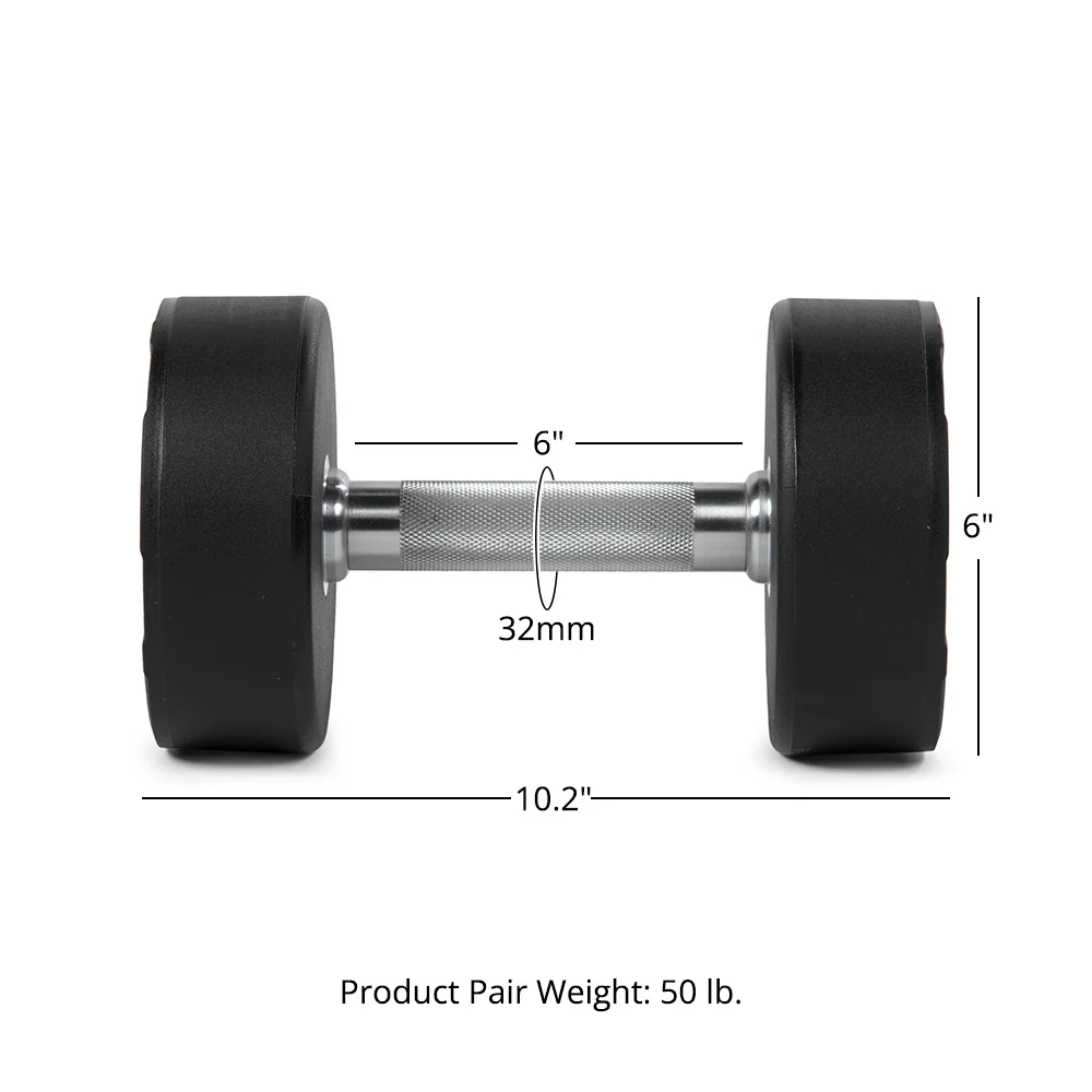 25 LB Pair Round Urethane Dumbbells - Image 8