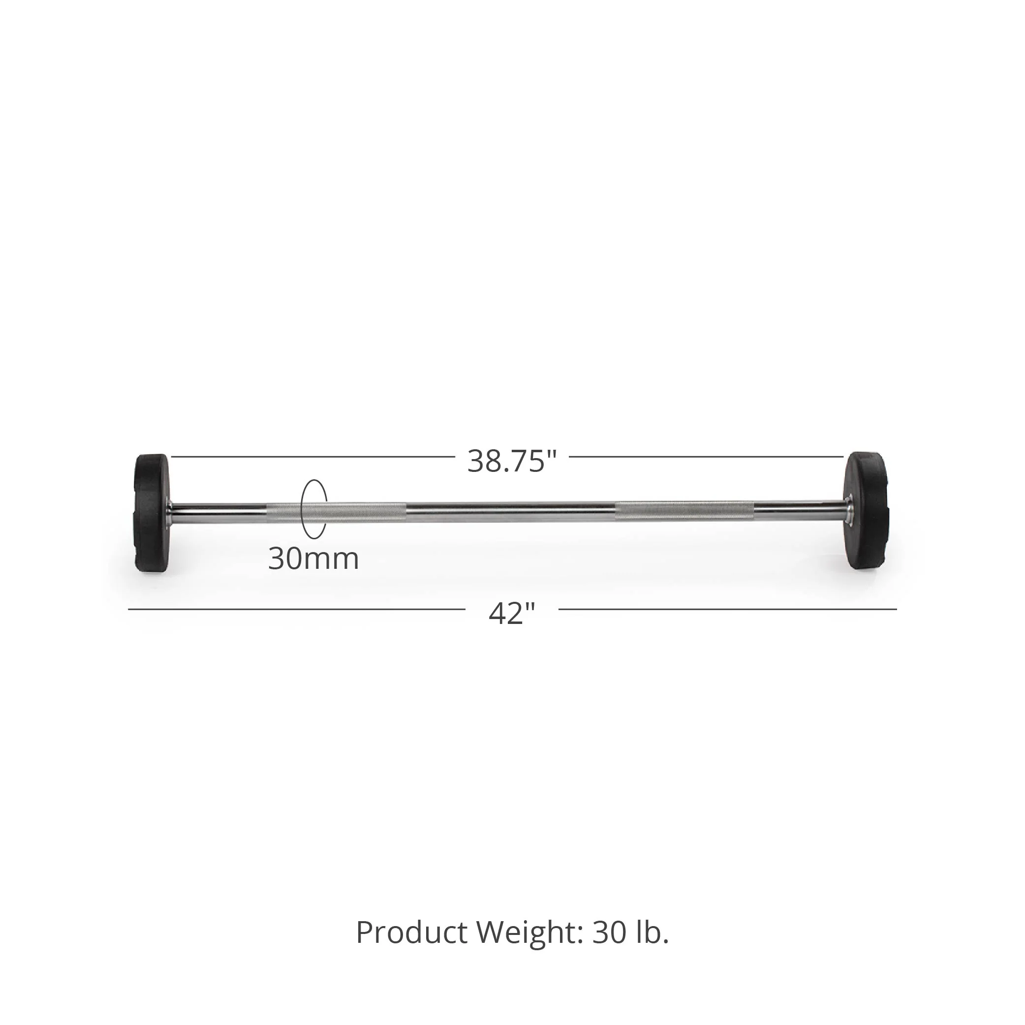 30 LB Straight Fixed Urethane Barbell - Image 8