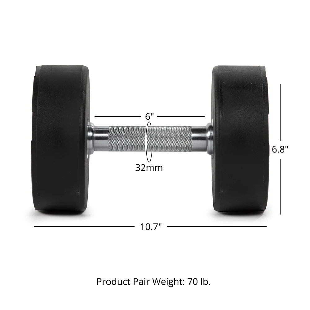 35 LB Pair Round Urethane Dumbbells - Image 8