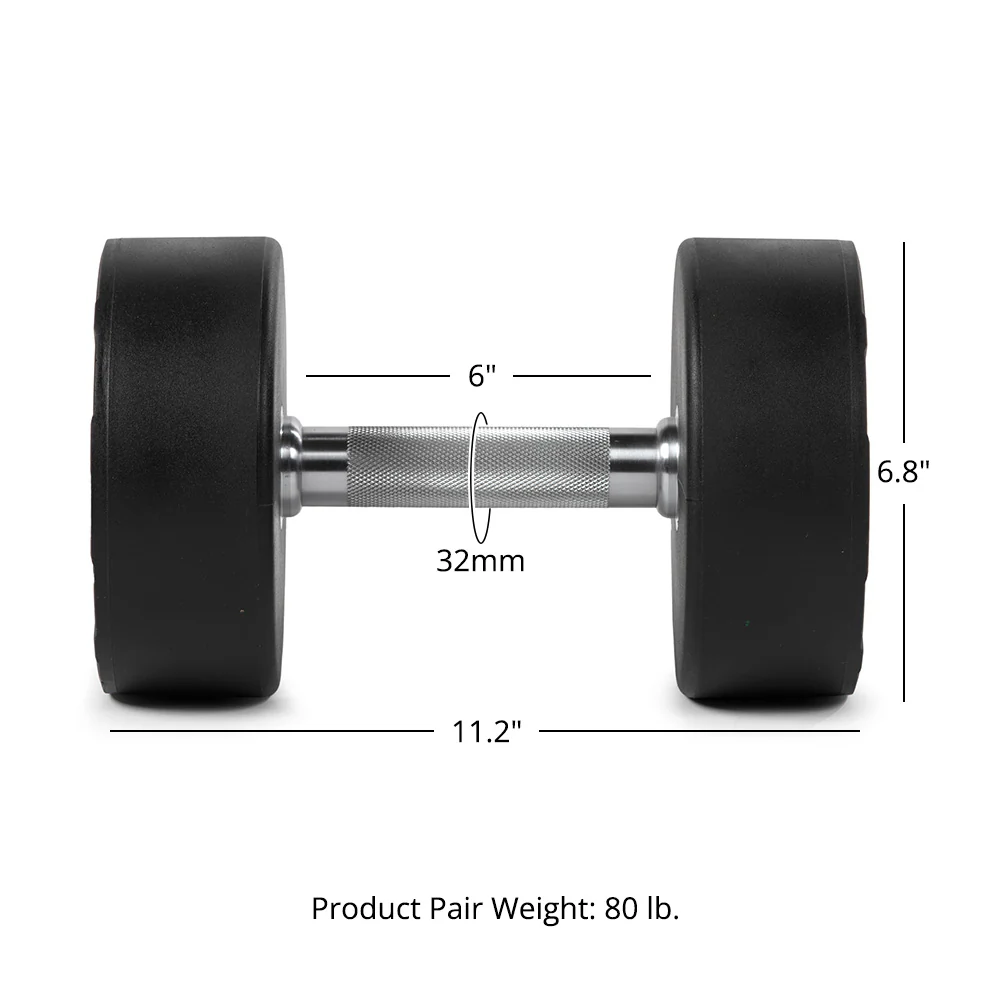 40 LB Pair Round Urethane Dumbbells - Image 8