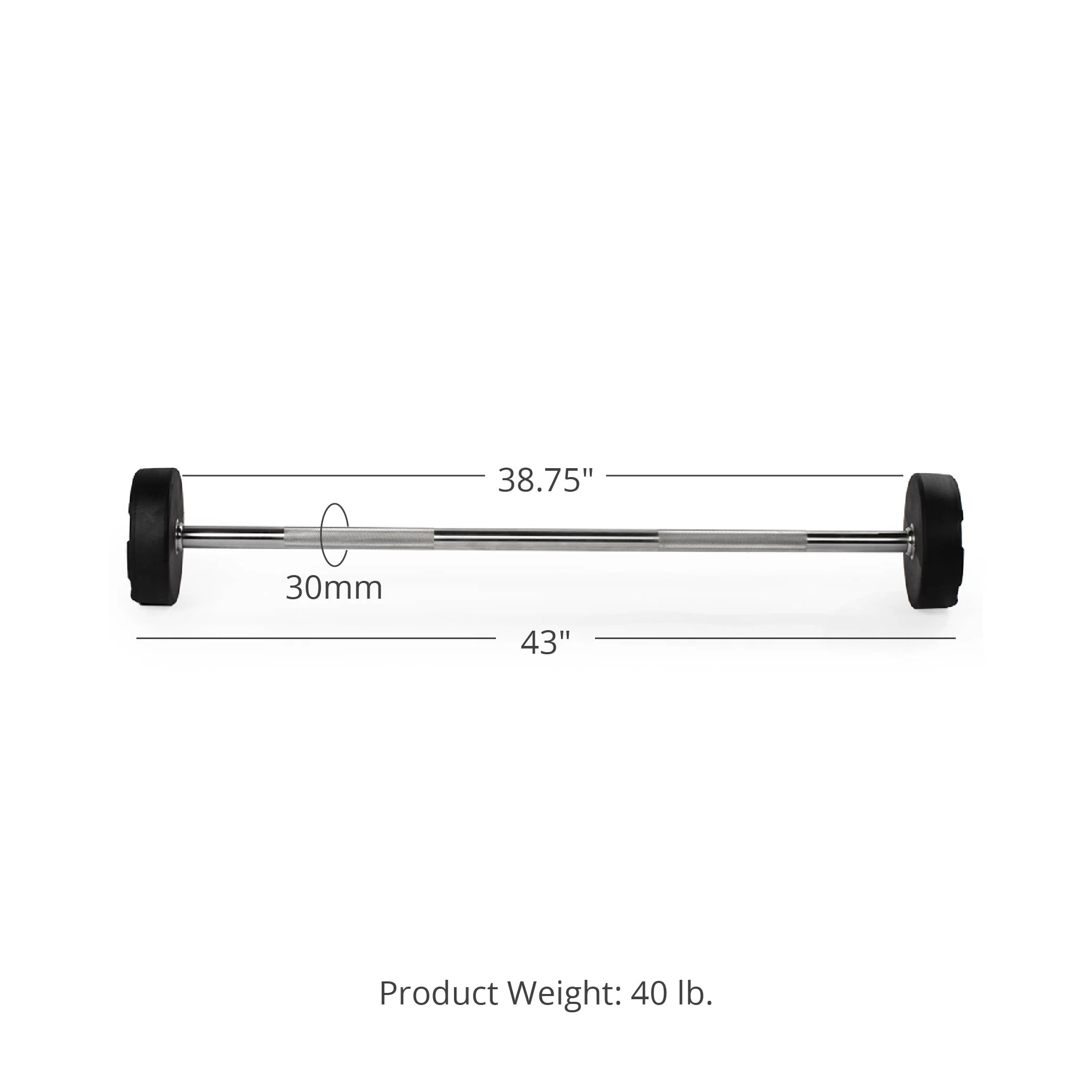 40 LB Straight Fixed Urethane Barbell - Image 8