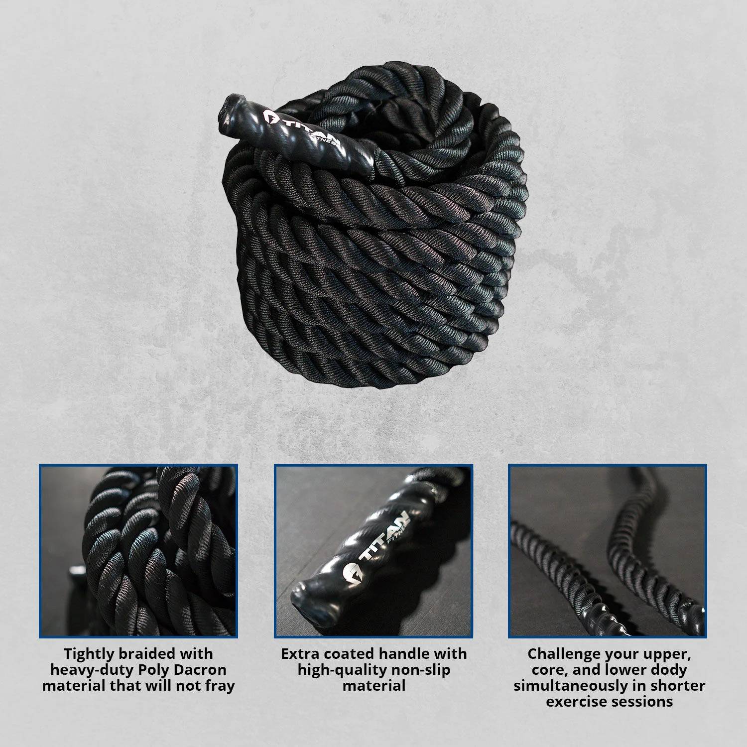 Scratch and Dent - 40' x 2" Battle Rope Black Poly Dacron - FINAL SALE - Image 12