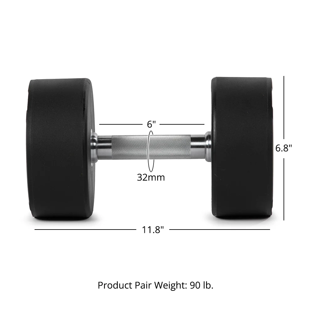 45 LB Pair Round Urethane Dumbbells - Image 8