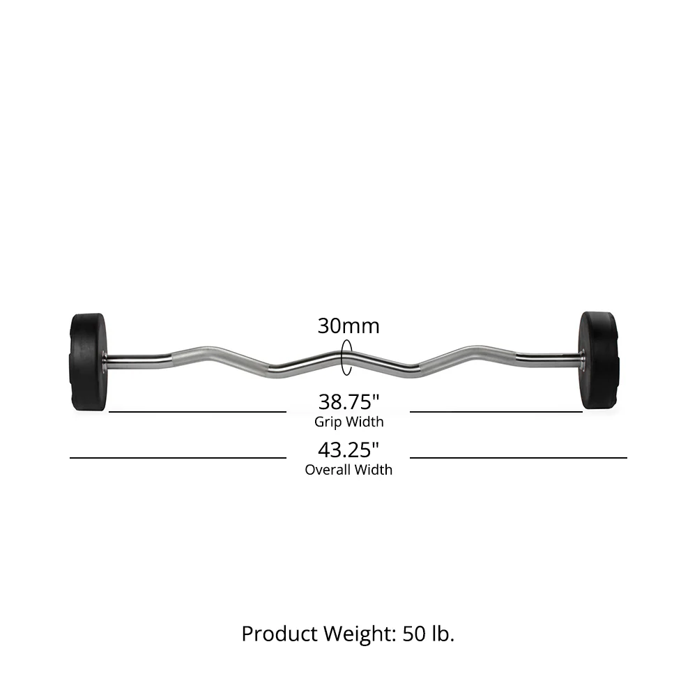 50 LB EZ Curl Fixed Urethane Barbell - Image 10