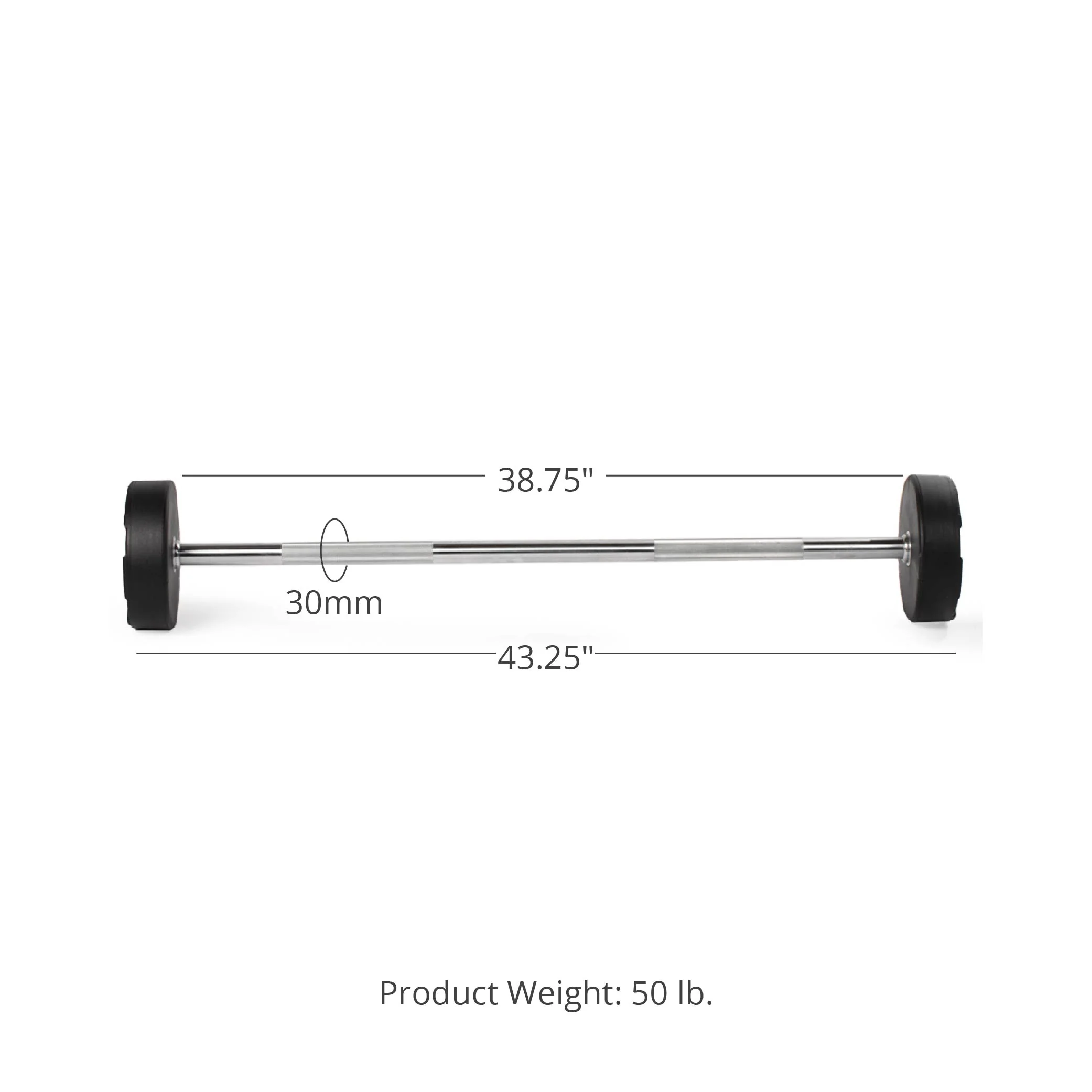 Scratch and Dent, 50 LB Straight Fixed Urethane Barbell - Image 8