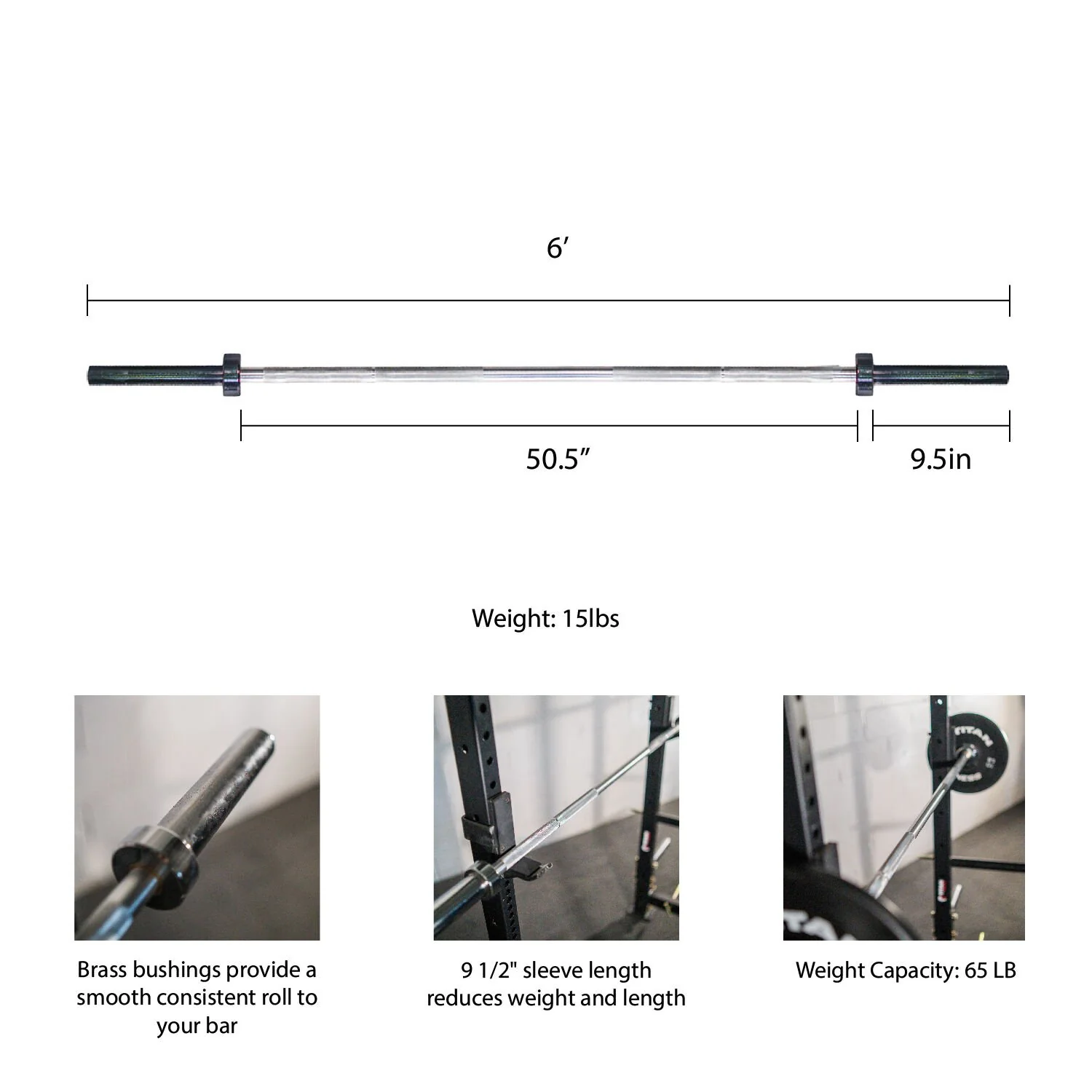 Scratch and Dent - 6’ Aluminum Olympic Technique Bar | 15 LB - FINAL SALE - Image 2