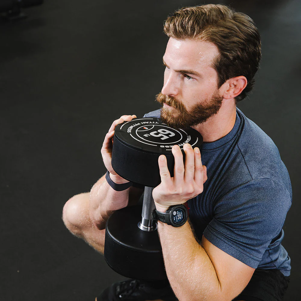 70 LB Pair Round Urethane Dumbbells - Image 5