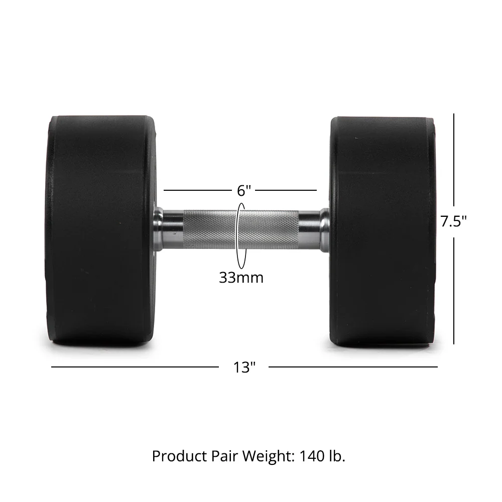 70 LB Pair Round Urethane Dumbbells - Image 8
