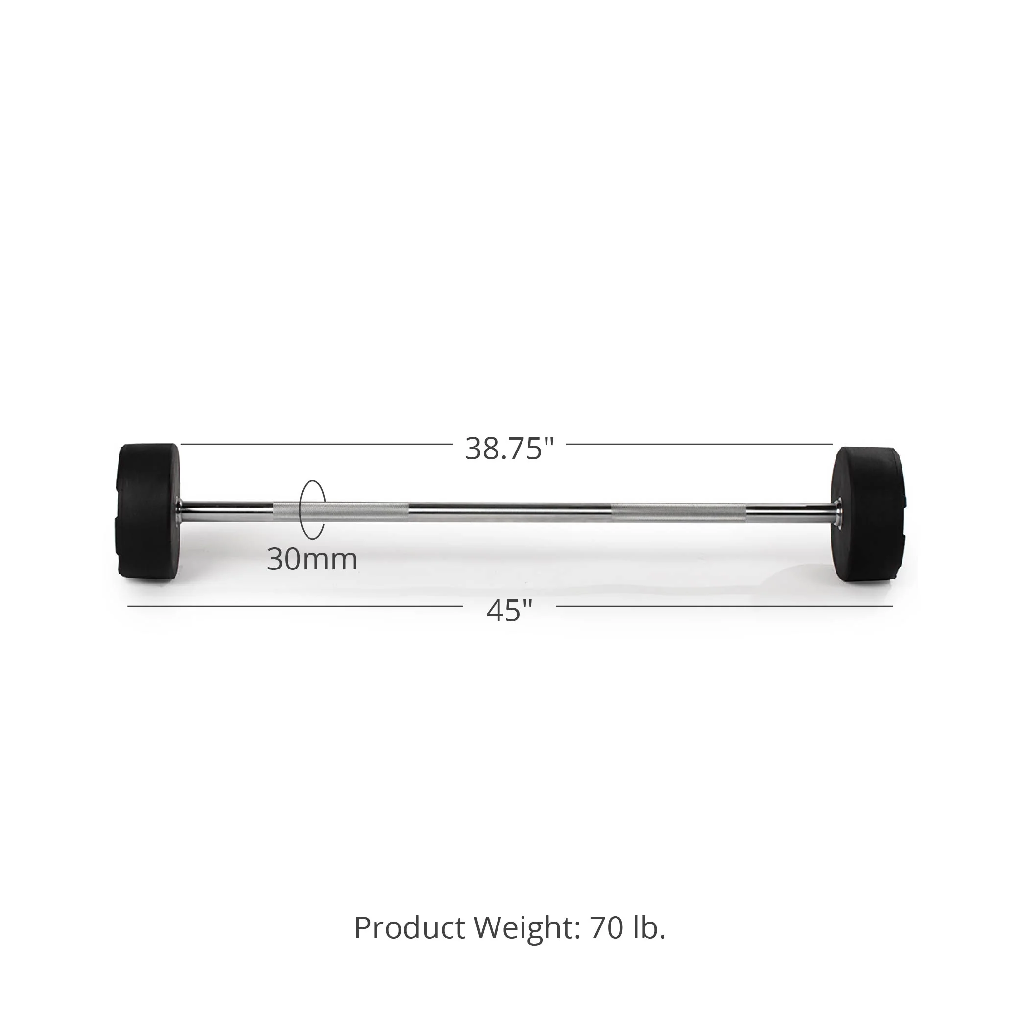 70 LB Straight Fixed Urethane Barbell - Image 8