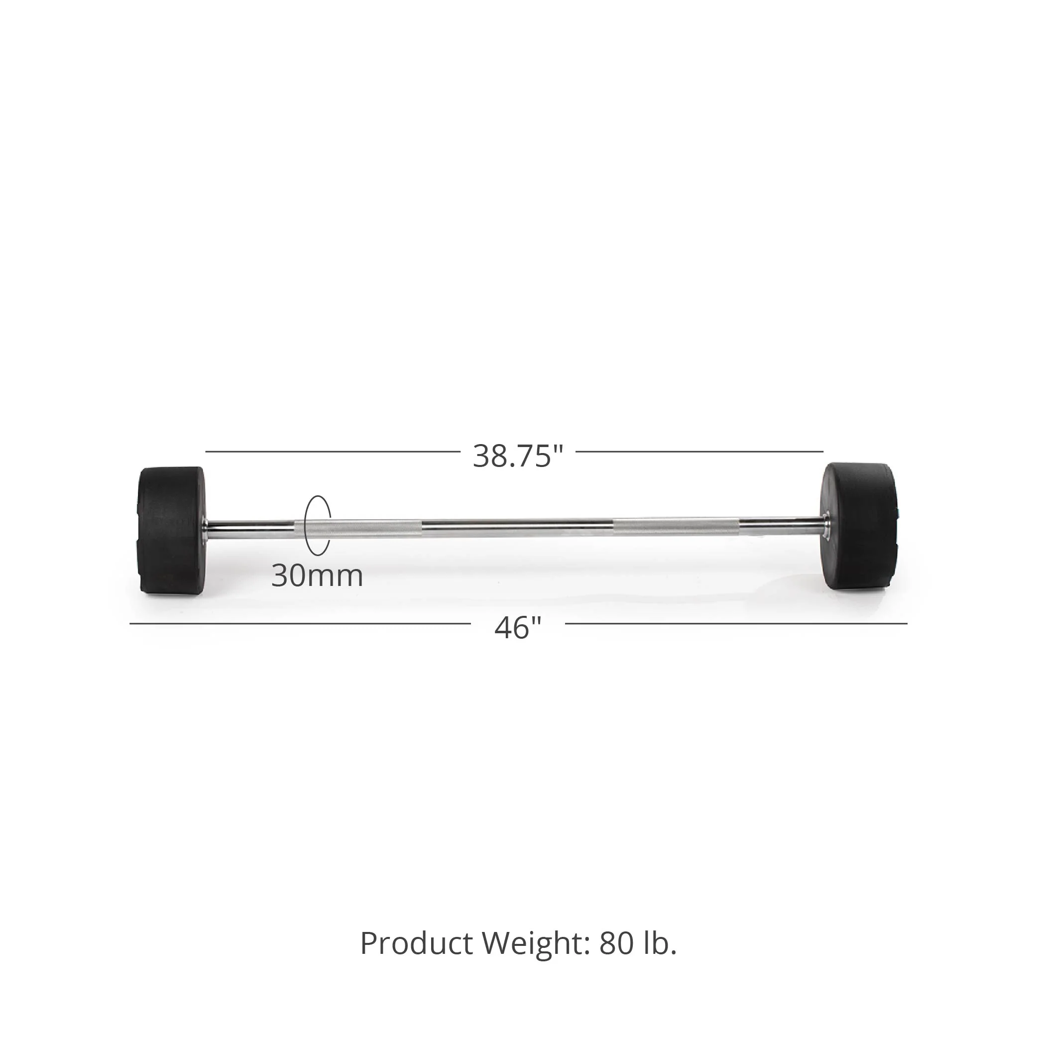 80 LB Straight Fixed Urethane Barbell - Image 8