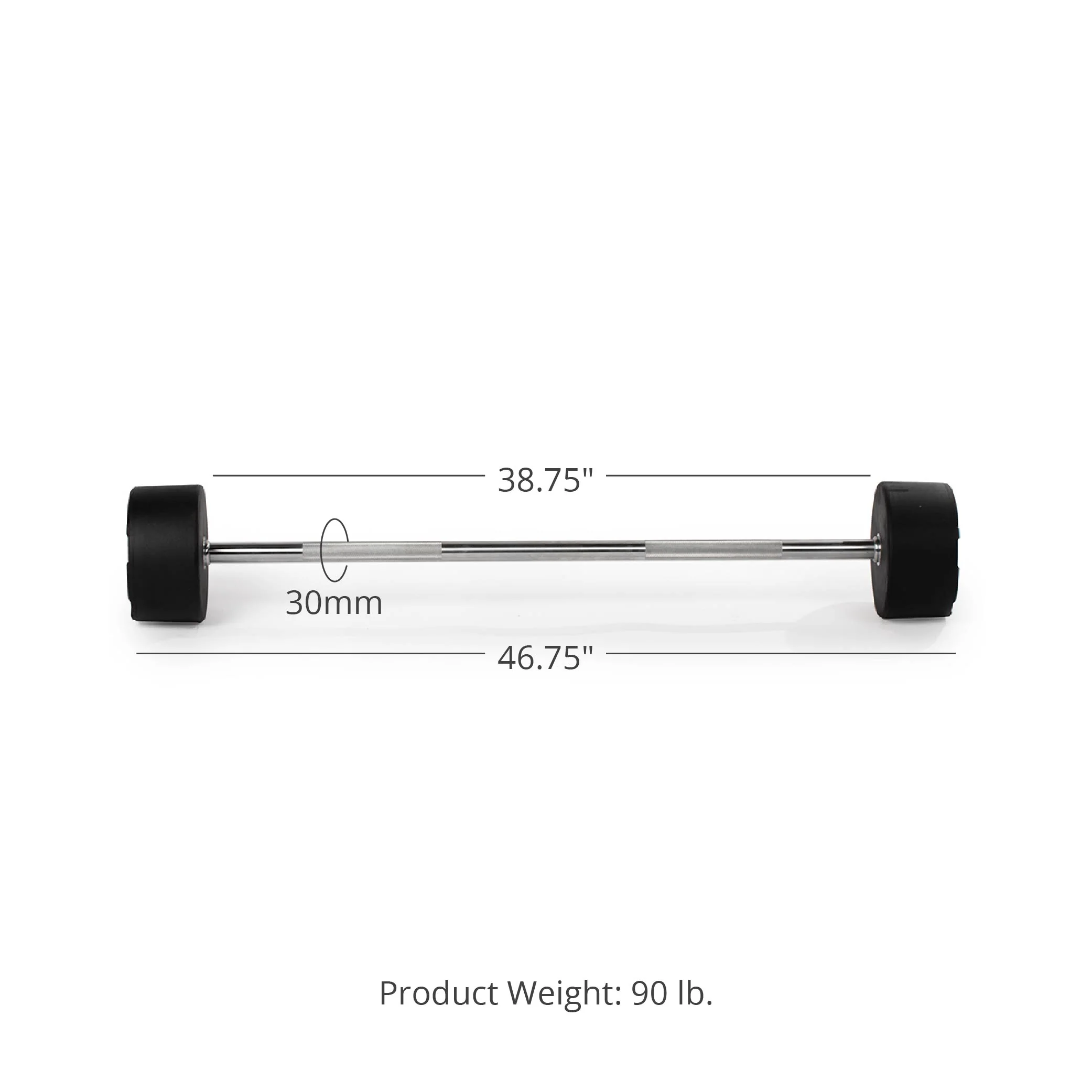 90 LB Straight Fixed Urethane Barbell - Image 8