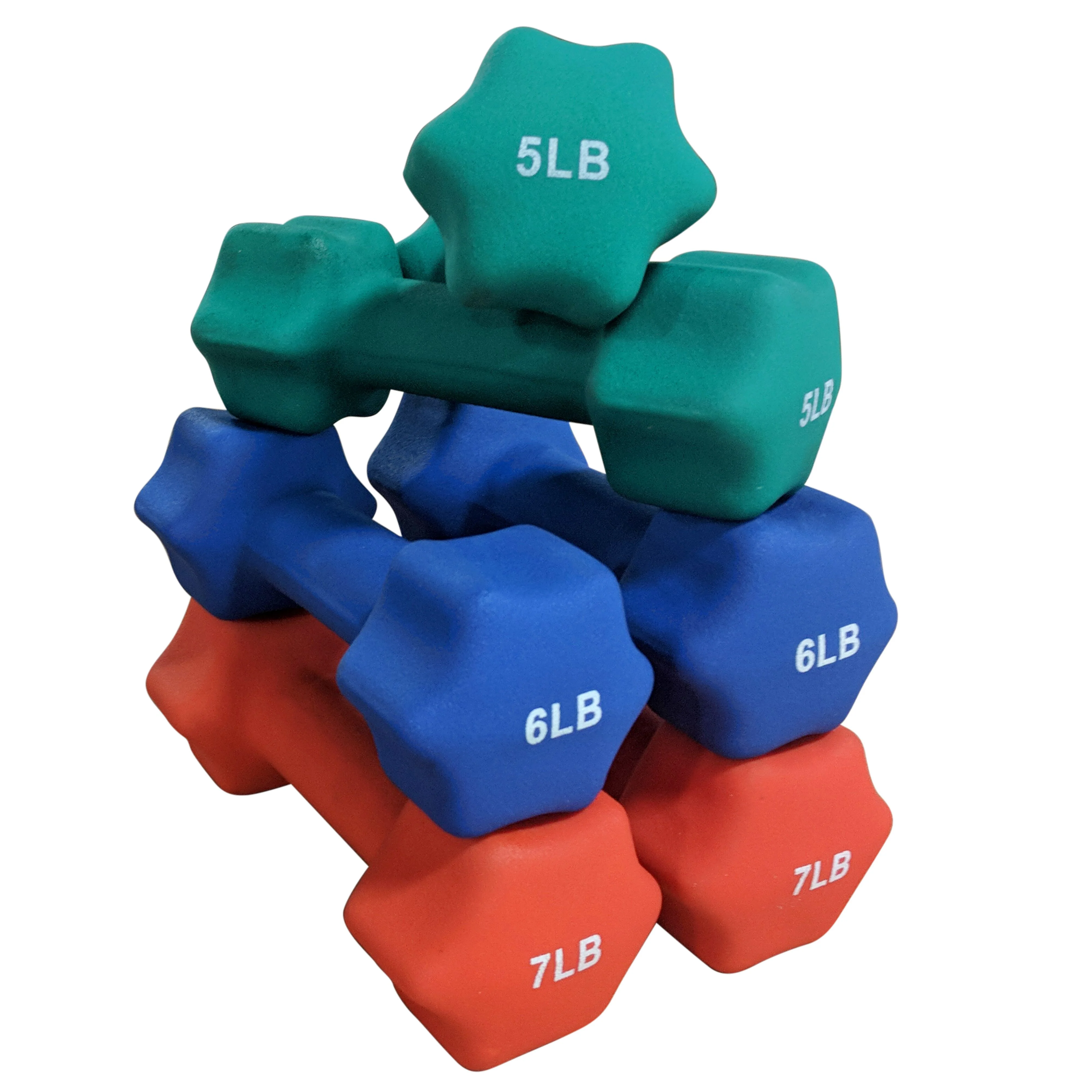 Scratch and Dent, Neoprene Light Weight Dumbbell Set - 5, 6, 7 LB - Image 2