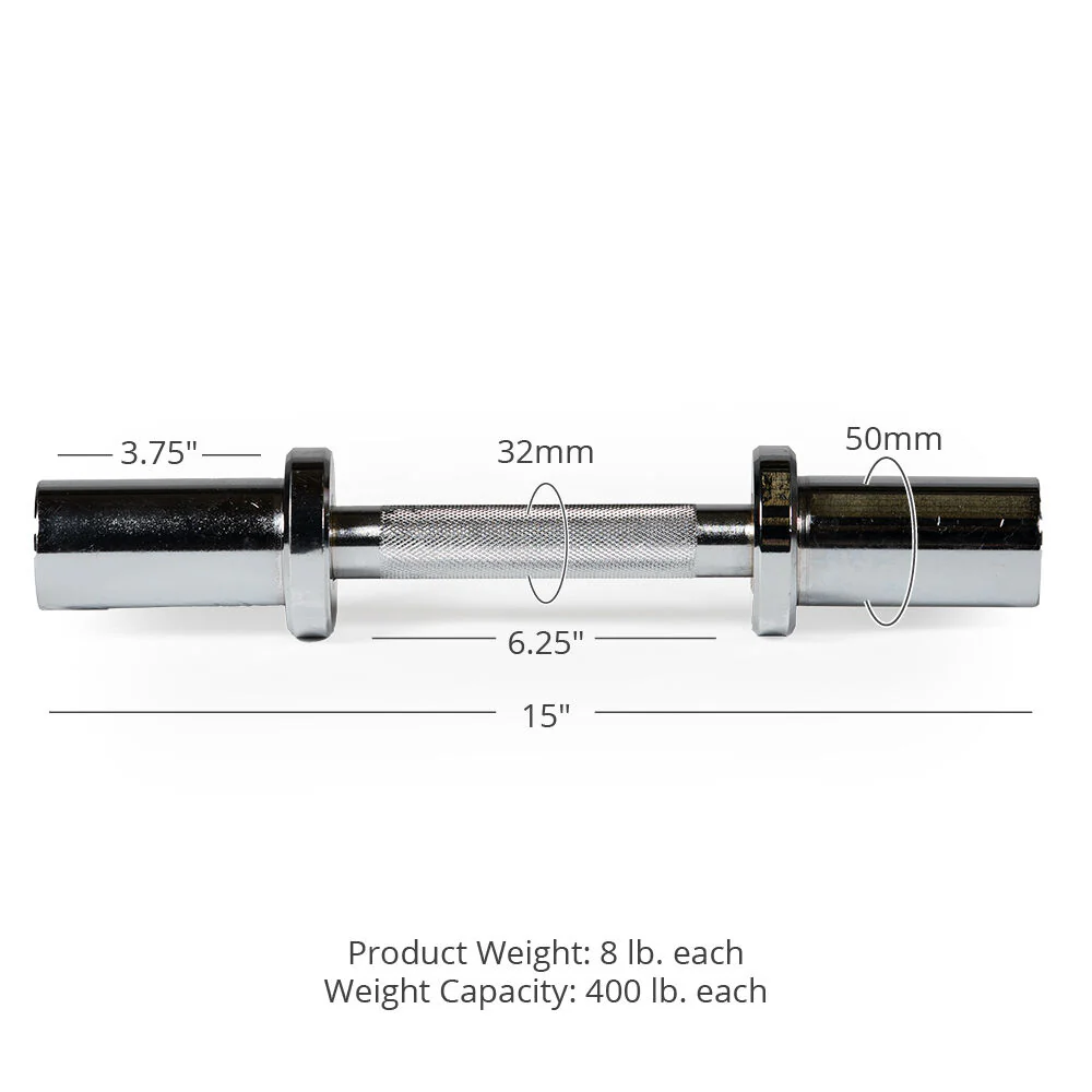 Scratch and Dent - Pair of Loadable 15" Olympic Dumbbell Handle - FINAL SALE - Image 2