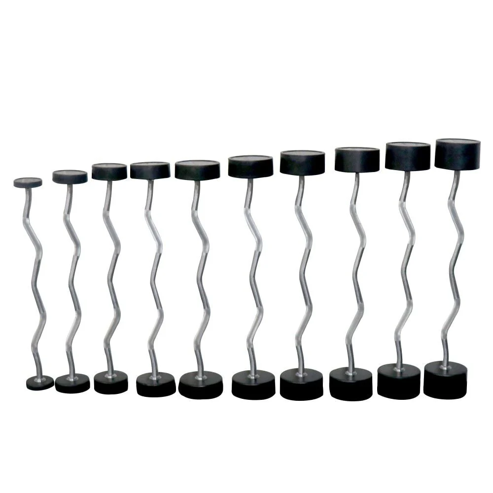 Scratch and Dent, Rubber Fixed Barbell | EZ Curl | 20 - 110 LB Set