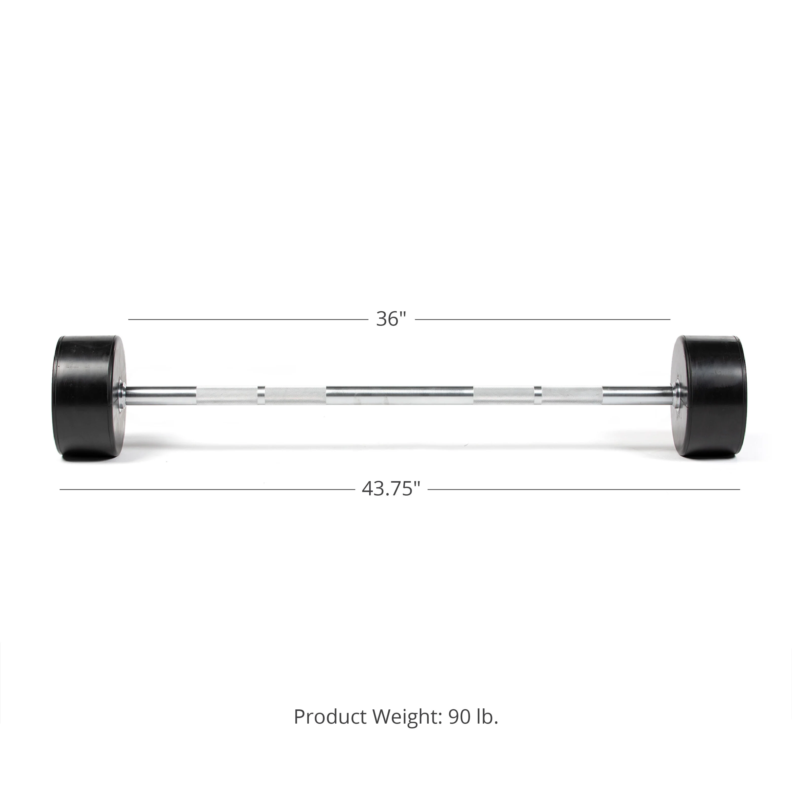 Scratch and Dent - Rubber Fixed Barbell | Straight | 90 LB - FINAL SALE - Image 2