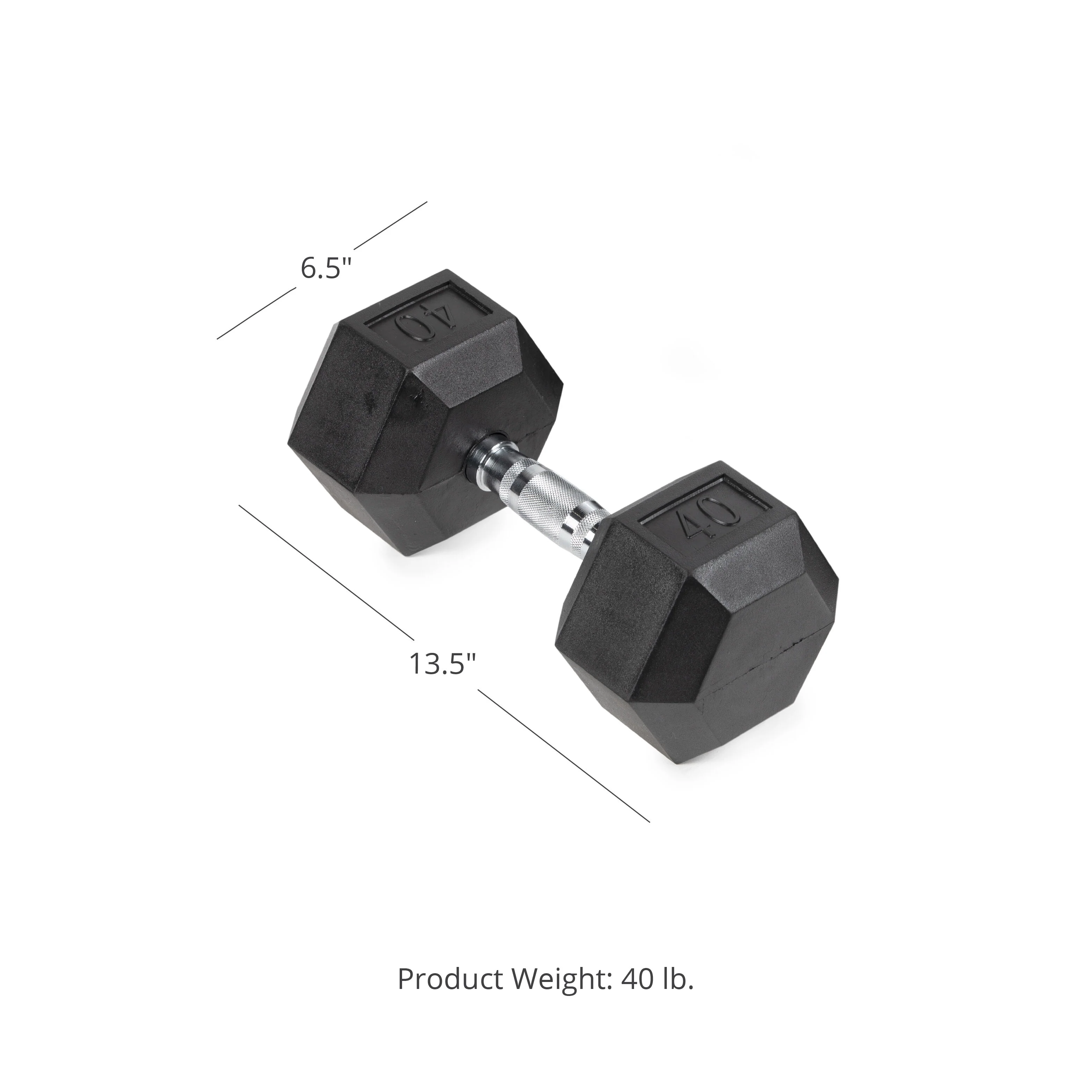 Scratch and Dent, 40 LB Rubber Hex Dumbbell