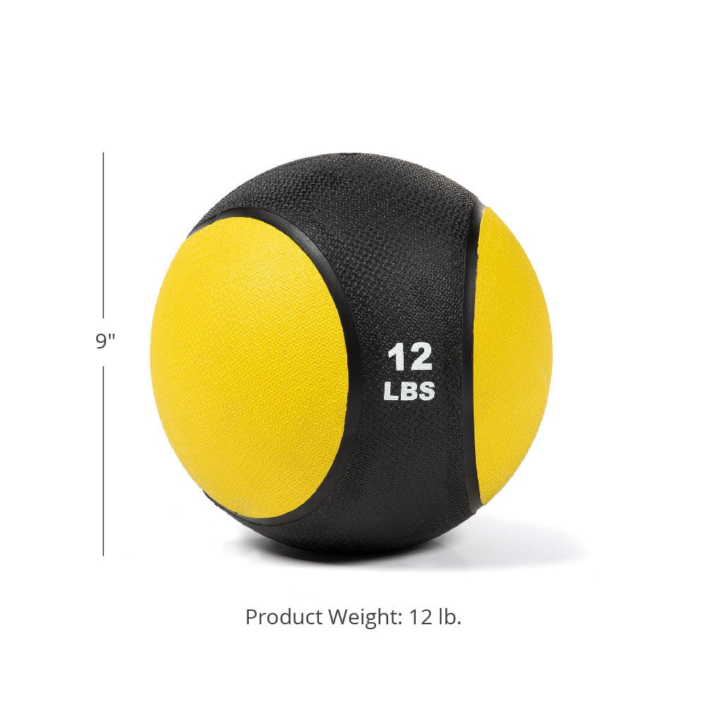 Scratch and Dent - 12lb Rubber Medicine Ball Yellow / Black - FINAL SALE - Image 2