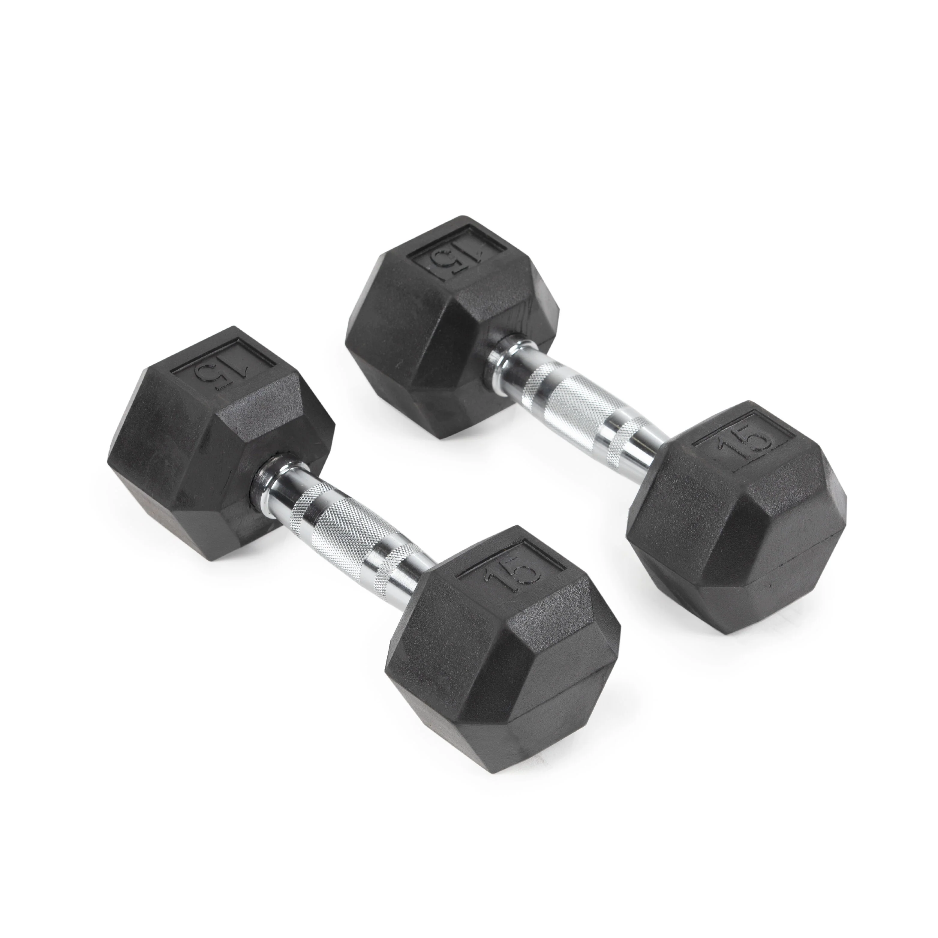 Scratch and Dent - 15 LB Rubber Hex Dumbbells - FINAL SALE