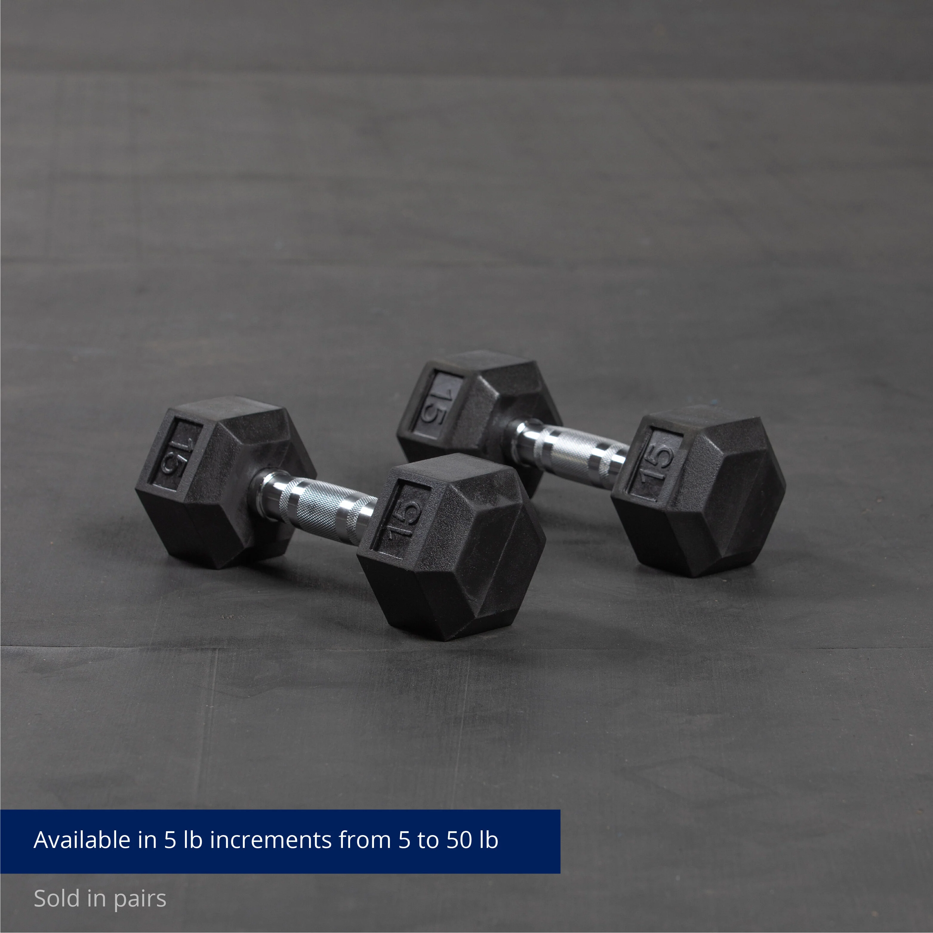 Scratch and Dent - 15 LB Rubber Hex Dumbbells - FINAL SALE - Image 2