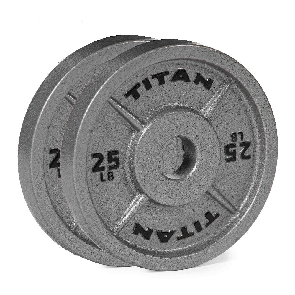 Scratch and Dent - 25 LB Pair Silver Series Cast Iron Olympic Plates - FINAL SALE