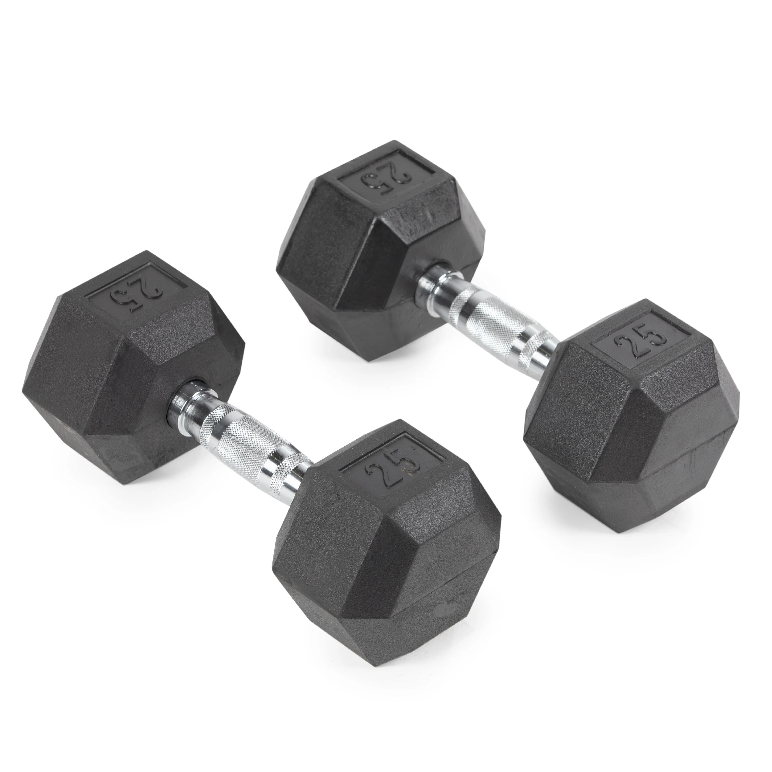 Scratch and Dent - 25 LB Rubber Hex Dumbbells - FINAL SALE