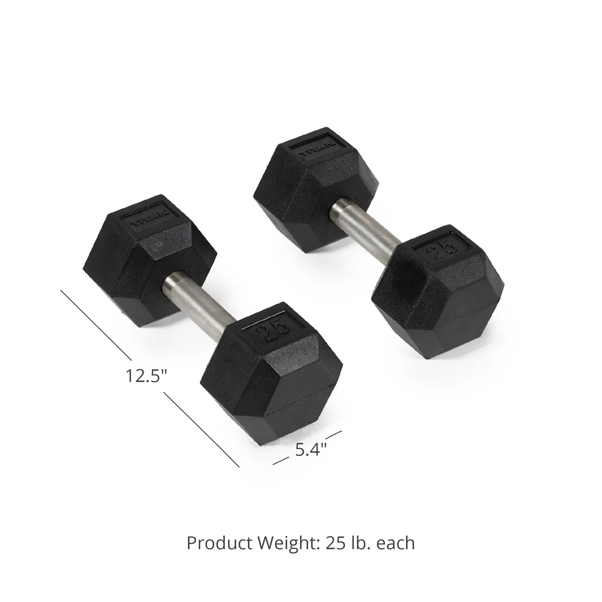 Scratch and Dent - 25 LB Straight Stainless Steel Hex Dumbbells - FINAL SALE - Image 2