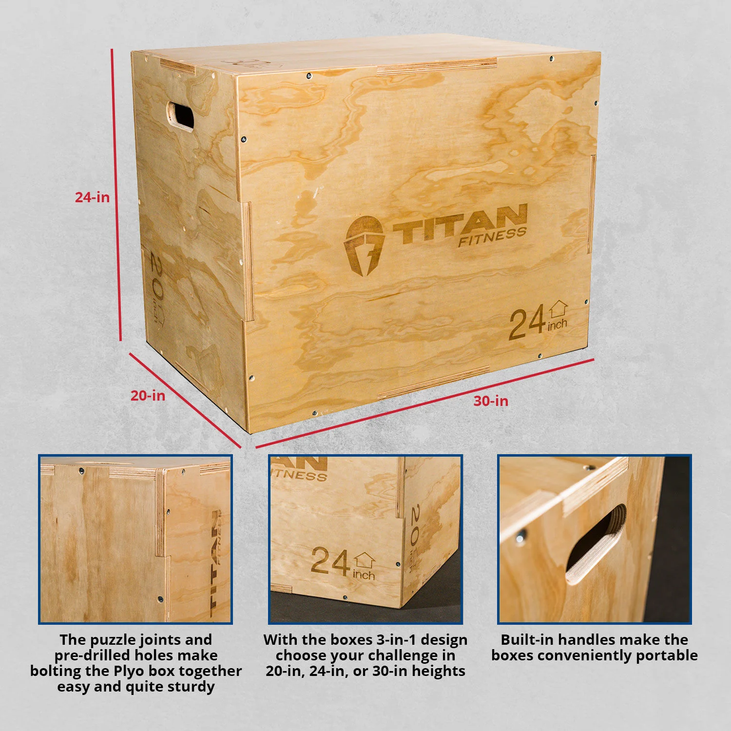 Scratch and Dent - 3-in-1 Wooden Plyometric Box - 20" 24" 30" - FINAL SALE - Image 2