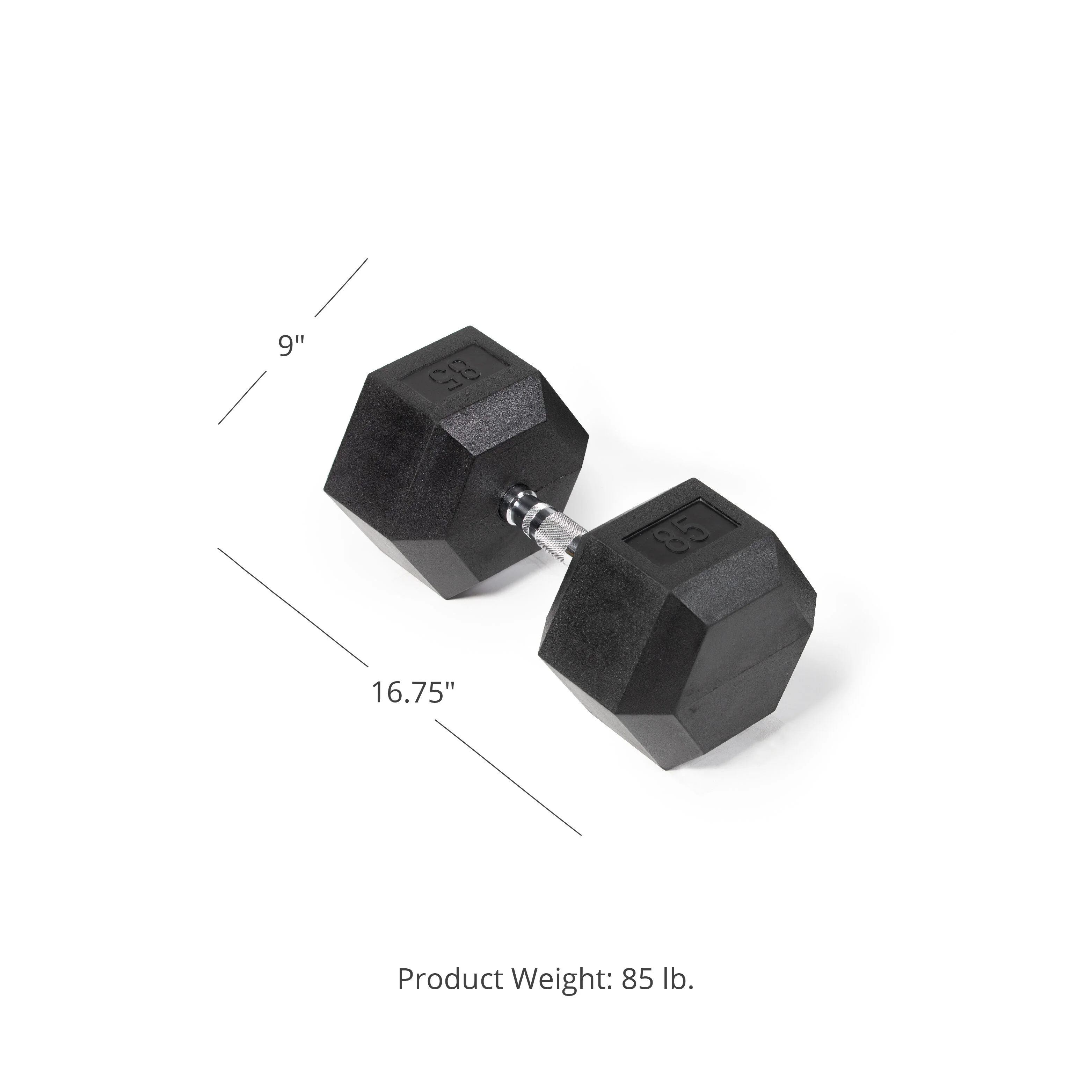Scratch and Dent - 85 LB Rubber Hex Dumbbell - Single - FINAL SALE