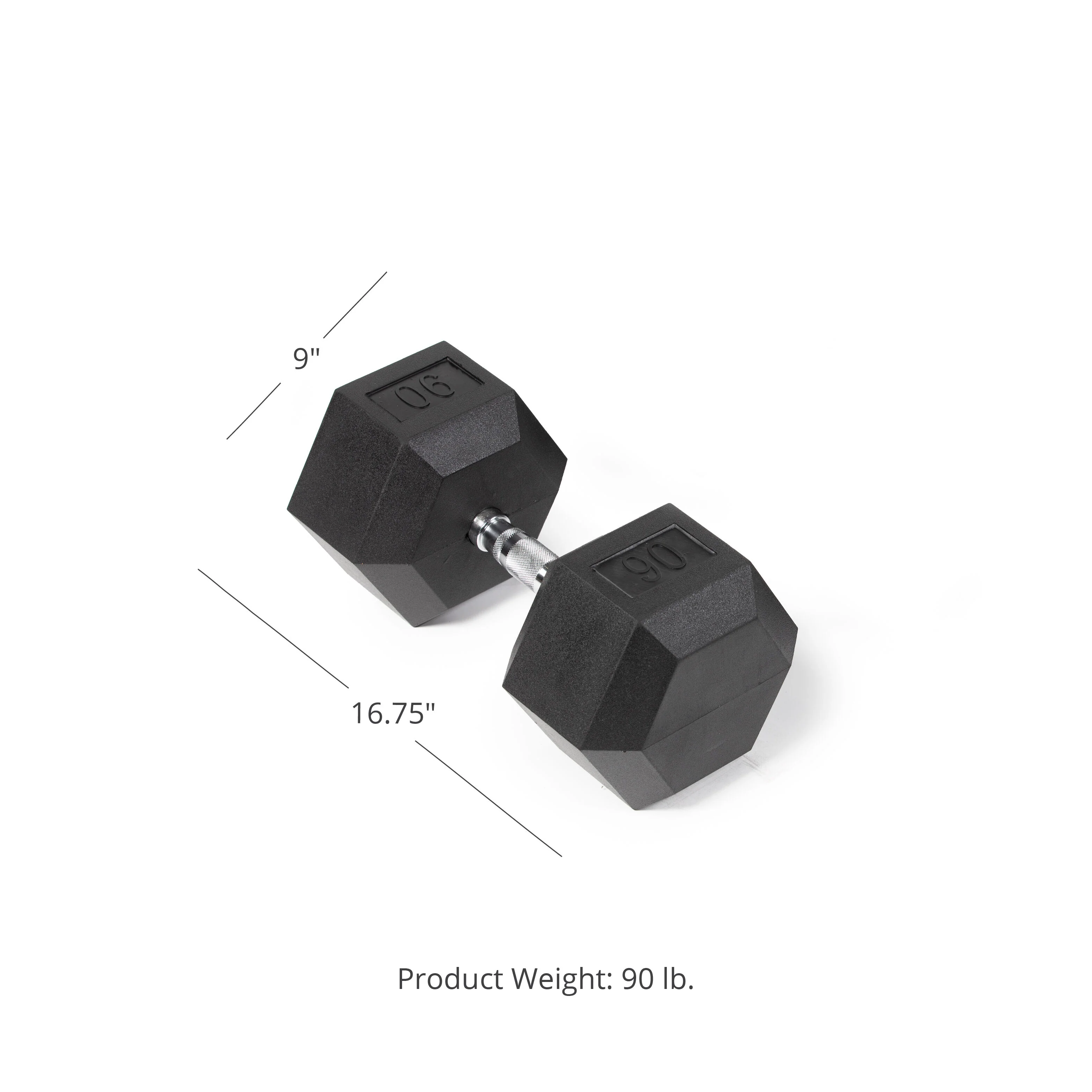 Scratch and Dent - 90 LB Rubber Hex Dumbbell - Single - FINAL SALE