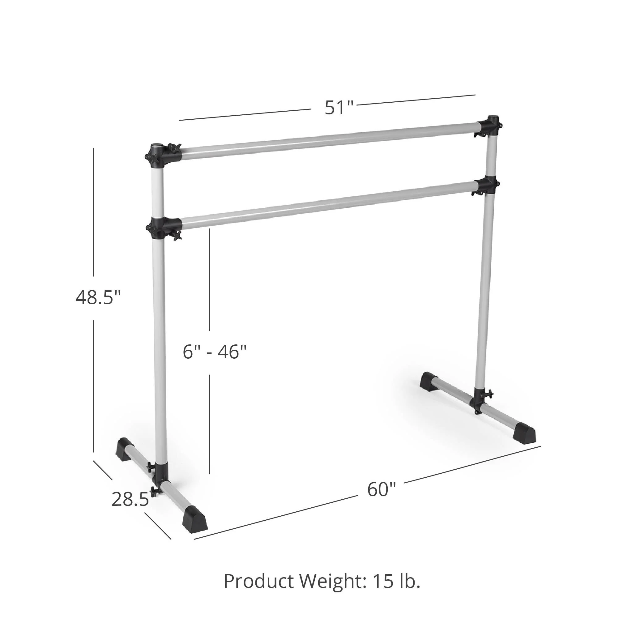 Scratch and Dent - Double Freestanding Ballet Barre | White Aluminum - FINAL SALE - Image 7