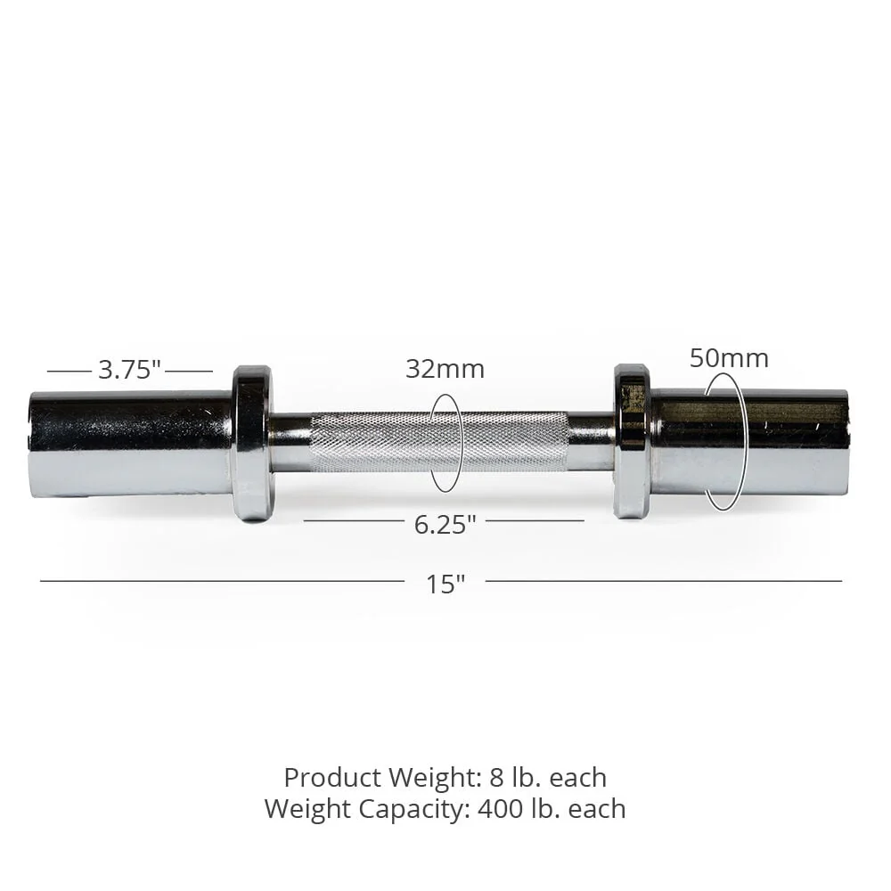 Scratch and Dent - Loadable 15-in Olympic Dumbbell Handle – Pair - FINAL SALE - Image 2