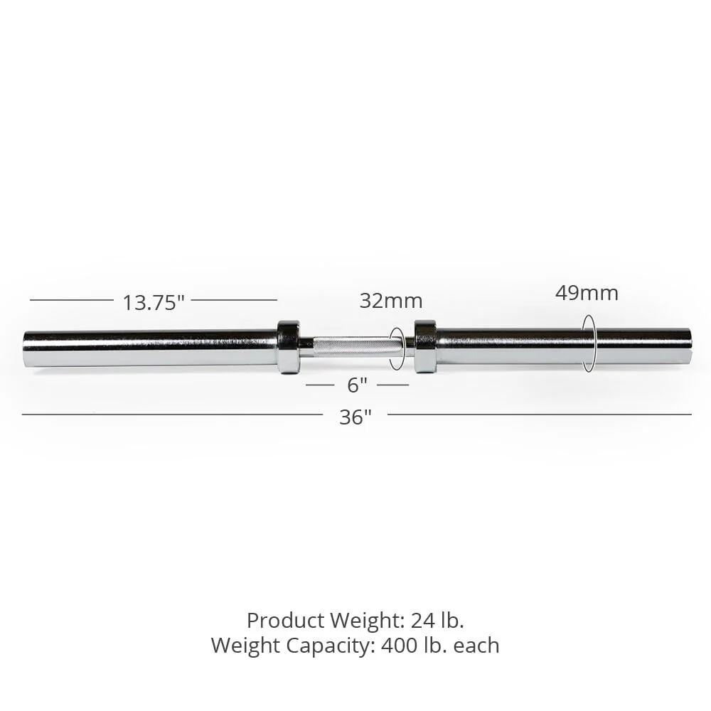 Scratch and Dent - Loadable 36" Olympic Dumbbell Handle (Single) - FINAL SALE - Image 2
