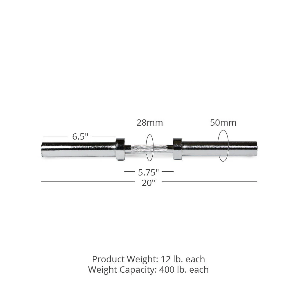 Scratch and Dent - Pair of Loadable 20" Olympic Dumbbell Handle - FINAL SALE - Image 7