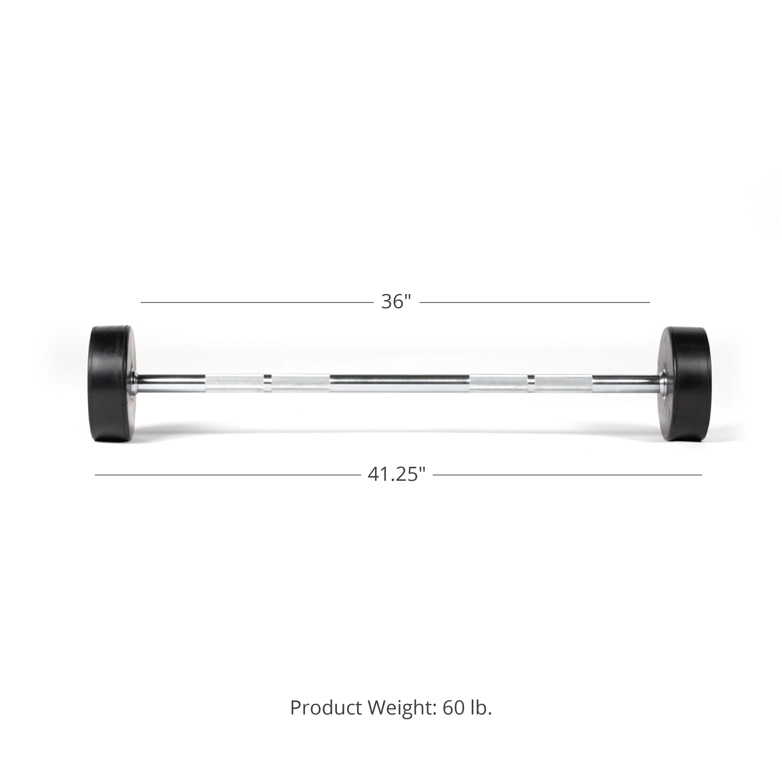 Scratch and Dent - Rubber Fixed Barbell | Straight | 60 LB - FINAL SALE - Image 2