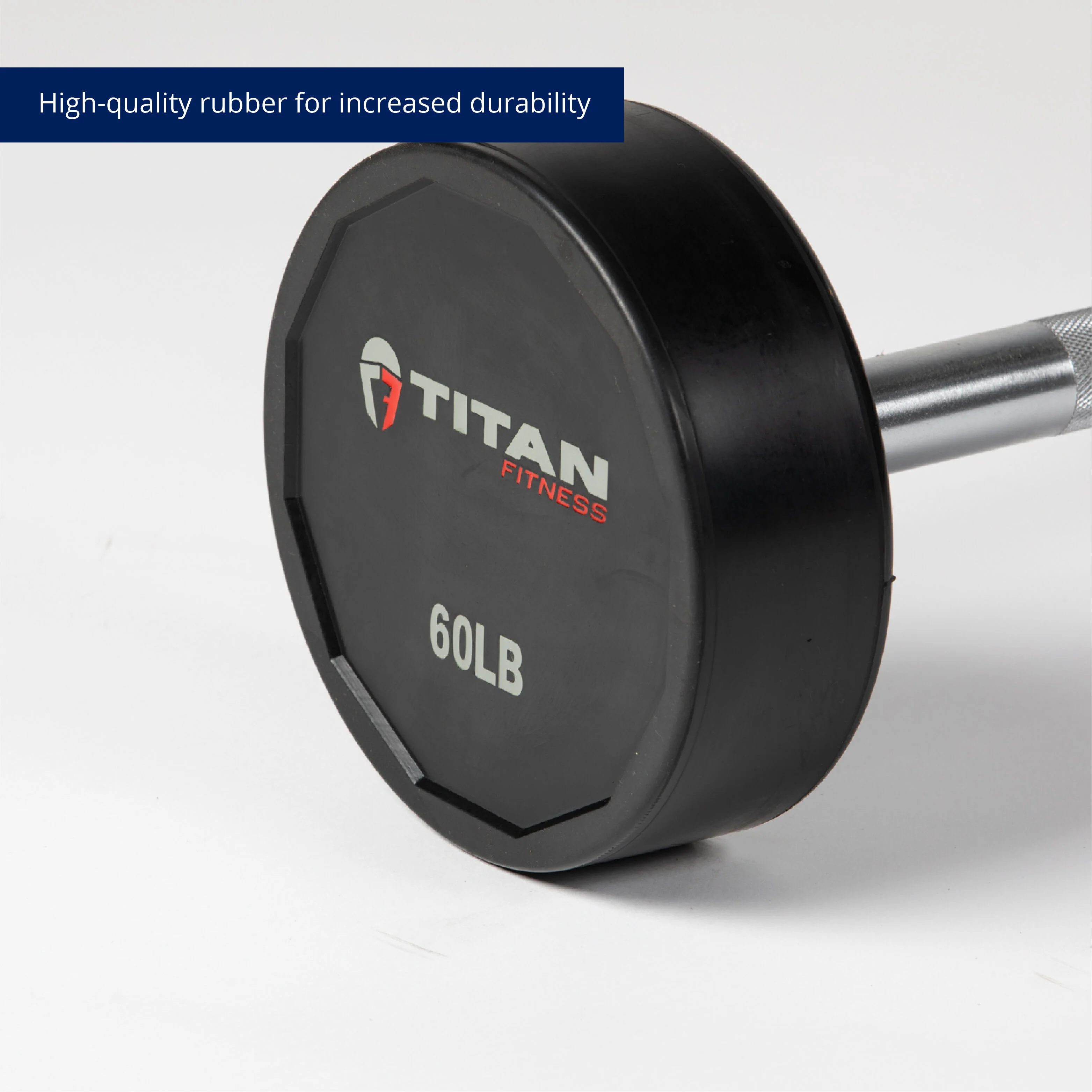 Scratch and Dent - Rubber Fixed Barbell | Straight | 60 LB - FINAL SALE - Image 7